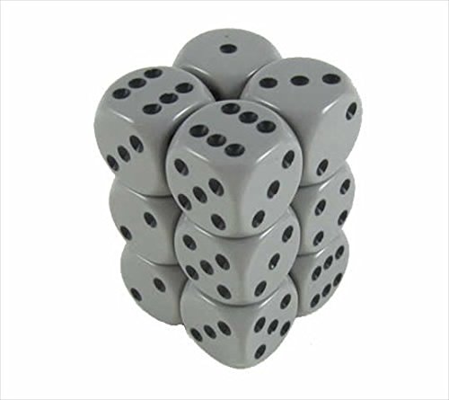 Chessex Manufacturing 25610 Opaque Dark Grey With Black - 16 mm Six Sided Dice Set Of 12