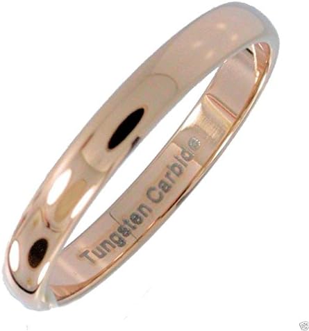 MJ 3mm Thin Rose Gold Plated Ring Tungsten Carbide Wedding Band