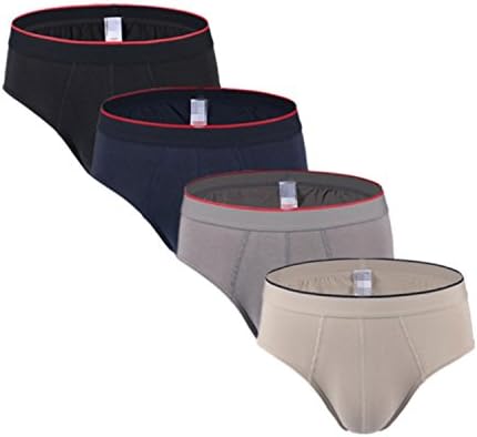 Wanyesta 4Pcs/Lot Men Underwear Sexy Brief Cotton Low Rise Short Underpants Beige L