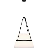 Alora Mood Oliver 18" Pendant Light | Matte Black Finish | White Linen Shade | Modern Classic Ceiling Light | Made of Steel a
