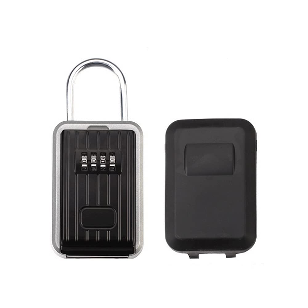 Spotact Wall Mount Key Lock Box Black Combination Key Padlock Aluminium Alloy Safe Storage Box Portable Password Lock with Sliding Cover for Home Garage Office School