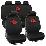 9 Piece Red Kiss Mark Red Lips Low Back Seat Covers Set for CAR SUV VAN