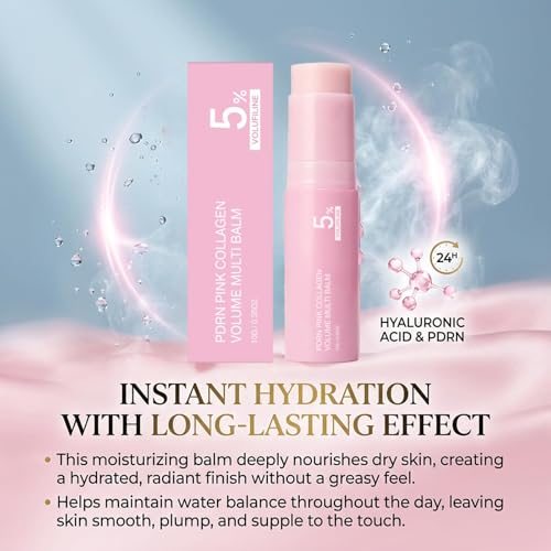 PDRN Pink Collagen Volume Multi Balm, Hydrating Skin Care Stick for Face, Moisturizing Firming Multi Balm, 10g, 2 Pack
