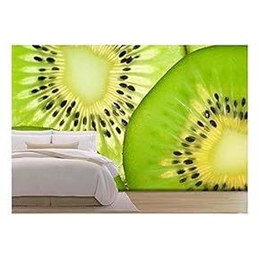 Slices of Ripe Kiwi Fruit (Close Up,Transparent) - Removable Wall Mural | Self-Adhesive Large Wallpaper - 66x96 inches