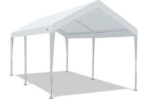 ADVANCE OUTDOOR Adjustable 10x20 ft Heavy Duty Carport Car Canopy Garage Boat Shelter Party Tent, Adjustable Height from 9.5 ft to 11 ft, White