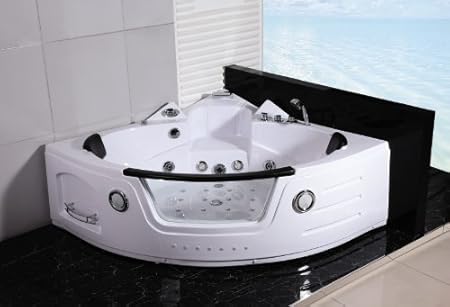 2 Person Bathtub White Corner Unit Jetted Whirlpool 16 Massage
