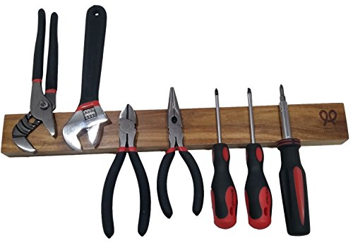 Walnut wood magnetic knife strip. Replace knife block with this magnetic knife holder. Great for organizing kitchen knives and metal tools. Magnetic strip comes in giftbox. Premium Present brand. 17in - Thumbnail 3