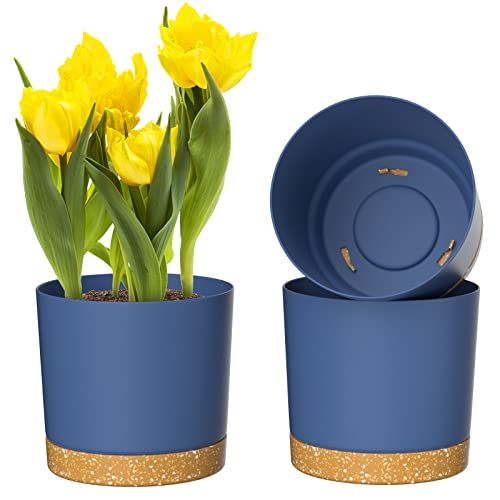 ZMTECH Blumentöpfe für Zimmerpflanzen, 20,3 cm, Blau, 3 Stück
