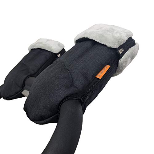 liuliuby CozyMitts - Weatherproof Stroller Hand Muff/Stroller Warmer Gloves for Freezing Winter - Universal Fit - 2019 New Launch (Black Mélange)