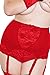 Women's Sexy Plus Size High-waisted Lace Hollow-out Garter Belt (XXL, Red)