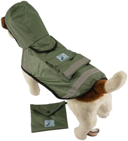One for Pets Safety Hooded Raincoats, 16-Inch, Green