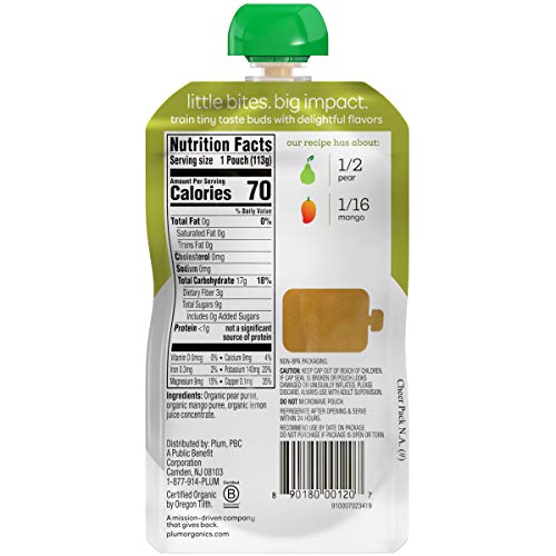 Plum Organics Stage 2, Organic Baby Food, Pear and Mango, 4 Ounce pouches (Pack of 12) (Packaging Ma - //coolthings.us