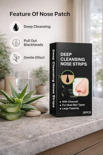 PRIMEBLYᵀᴹ Blackhead Nose Strips 30pcs | قناع إزالة الرؤوس السوداء الفوري | Bamboo Charcoal Nose Pore Cleaner | ماسك للأنف لإزالة الدهون وتنظيف المسام | Deep Cleansing Pore Strips for Men & Women