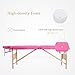 Birsppy Uenjoy Massage Table 84'' Professional Folding Massage Bed Deluxe Model with Extra Width, Ultra-Thick Sponge, PU Leather Surface & Additional Accessories, 2 Fold, Pink