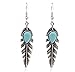 Ginasy Bohemia Spiral Drop Earrings Teardrop Simulated Turquoise Dangle Earrings Fashion Jewelry for Women Girls Valentines Day Gifts (Leaf Shape pendent)
