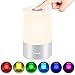 Homecube Bedside Lamp, Touch Sensor Atmosphere Table Desk lamp Dimmable 3-Level Warm White and RGB Color Changing Night Portable Camping Light with Metal Handle and Hook