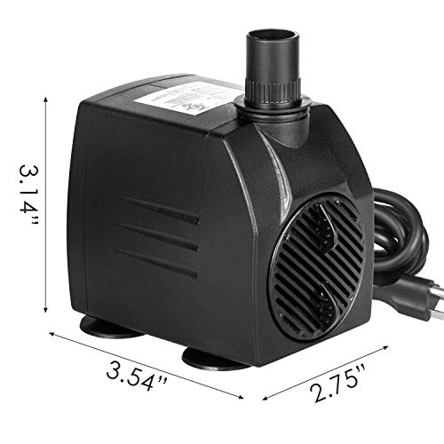 AsFrost Fountain Pump, 400GPH Submersible Water Pump, 25W Outdoor Water Fountain Pond Pump with 8.2ft High Lift, 3 Nozzles for Aquarium, Pond, Fish Tank, Water Pump Hydroponics, Backyard Fountain