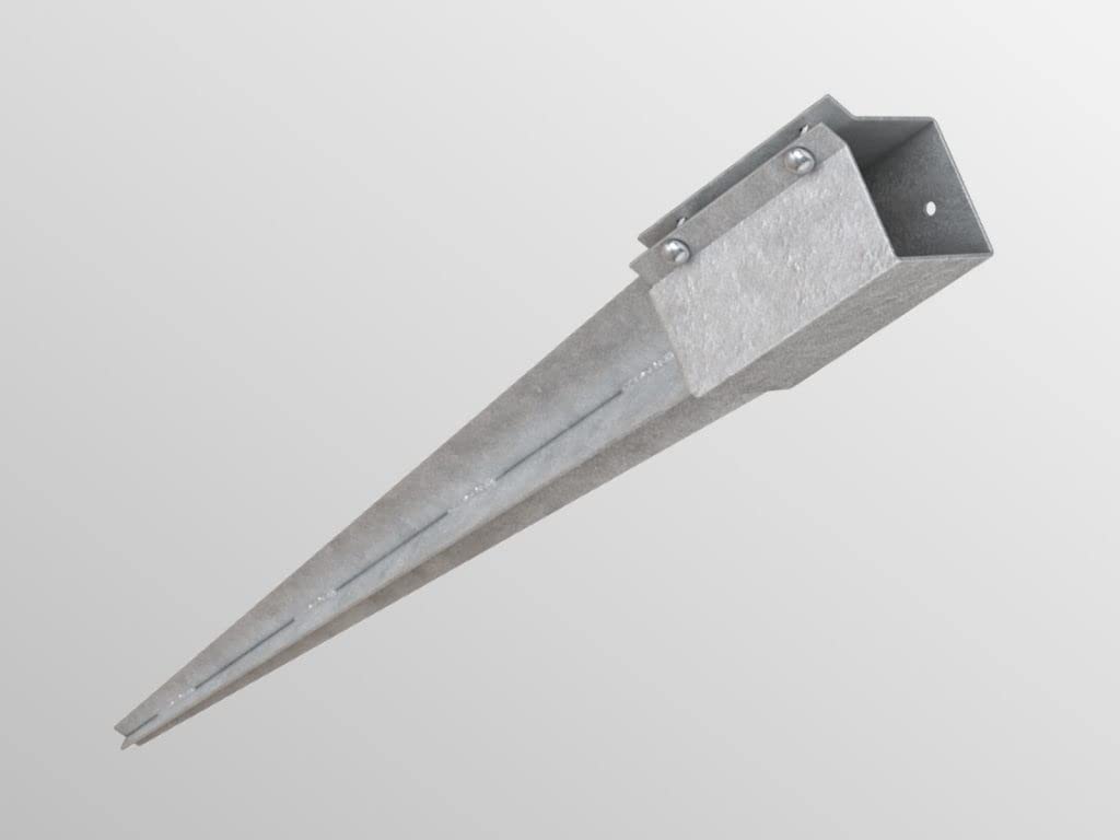 BPC Fixings Powapost Galvanised Drive-in Fence Post Spike 2-Piece Set, 600 mm Length x 75 mm Width x 75 mm Height