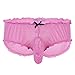 FEESHOW Men's Sheer Mesh Bikini Briefs Sissy Pouch Panties Crossdress Underwear Hot Pink X-Large (waistline 31.5-52.0