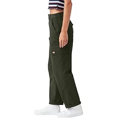 Dickies Women's Cropped Cargo Pant, Olive Green, 29