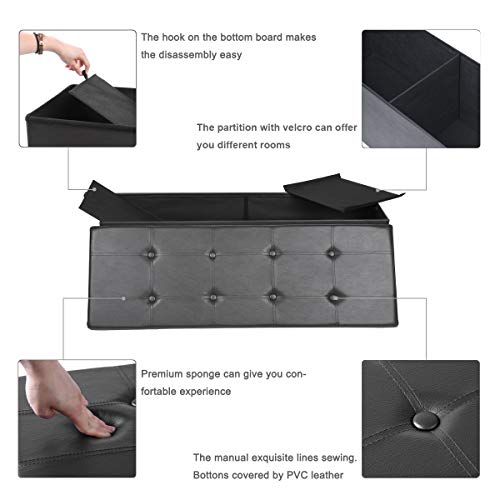 2 Leather+Folding+Storage+Ottoman+Footrest