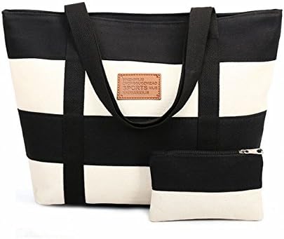 SELECTIA Heavy Duty Durable Cotton Canvas Tote Shoulder Bag for Women Men School Bag Washable diaper bag dog designer dozen eco friendly elephant extra large easter embroidered 13 (Black)