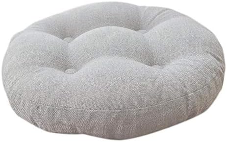Highjump Round Stool Cushion with Elastic, Pastoral Style,Imitated Linen,Imitated Linen Thickened Futon Tatami Cushion Floor Mat Indoor Chair Cushions for Home Office Kitchen, Living Room,Bedroom