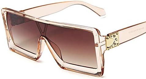 Lzdd 割引 豪華特大レトロ女性の広場サングラス女性のリベットメガネフラットトップブラックサングラス女性 Color C5champagne Brown