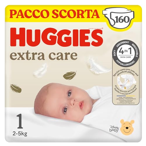 Huggies Extra Care Newborn Nappies Size 1, 160 Nappies, 2kg-5kg