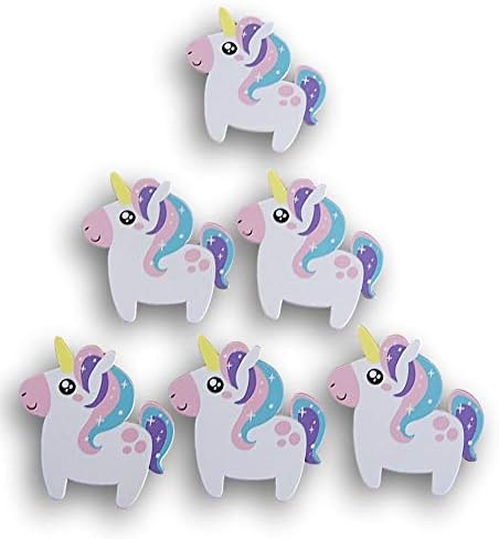 Natural Wood Painted Unicorn Cutouts - Set of 6-4 x 4.25 Inches