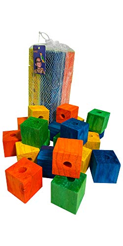 Birds LOVE 20 LG Wood Block Parts DIY w Hole for Parrots & Small Animals Chewing Toy, Multipurpose, Accessories, Decoration, 1.5″ per Side