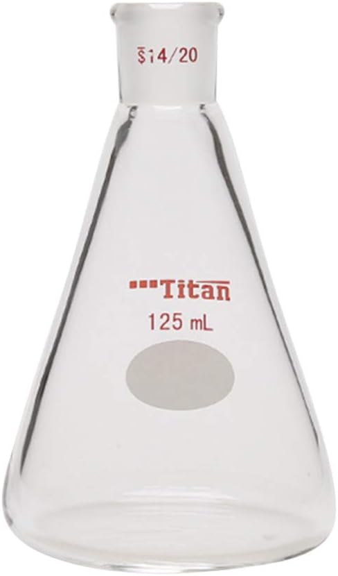 Tansoole 125mL Erlenmeyer Flask Heavy Wall with 14/20 Standard Taper Joint Narrow Mouth Erlenmeyer Flask