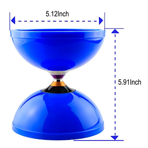 MAGICYOYO Pro Triple Bearing Diabolo Medium Size 5” Blue Chinese Yoyo