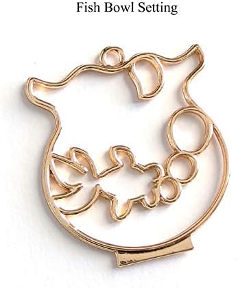 Amazon Co Jp Craft Tamago 10個 レジン枠 空枠 金魚鉢と金魚のセッティング 34 32mm ホビー