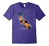Mens CA State Map Sacramento Tower Bridge Shirt ~ Souvenir Large Purple