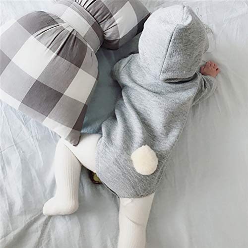 Baby Boys Girls Easter Romper Long Sleeve Bunny Hoodies Top Bodysuit Jumpsuit Cartoon Clothes (Grey, 18-24M)