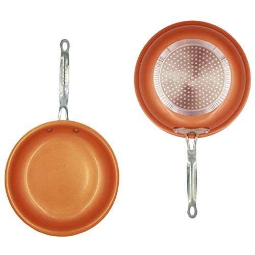 Xigeapg Non-Stick Frying Pan Copper Red Pan Induction Frying Pan Frying Pan Saucepan Oven Dishwasher Safe 8 Anti-Baking Frying Pan