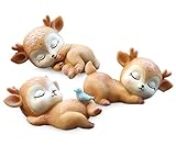 Deer Figurines Cake Toppers, Miniature Resin Deer Toy Figures, Sleeping Baby Deer