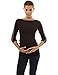 PattyBoutik Mama Trimmed Boat Neck Long Sleeve Maternity Tunic (Black M)