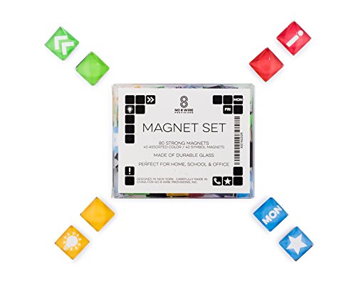 80 Unique Glass Magnets Perfect for Kitchen Fridge, Home, Whiteboard, Calendar, Office & School – 40 Symbol Magnets: Star, Arrow, Urgent, Phone, Idea & Days of Week – No 8 Wire Provisions