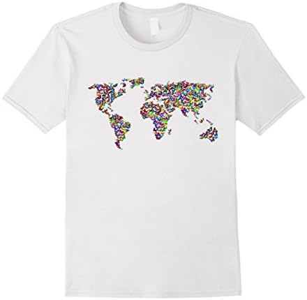 Mens Awesome World Map Butterfly Style Gift Tshirt Large White