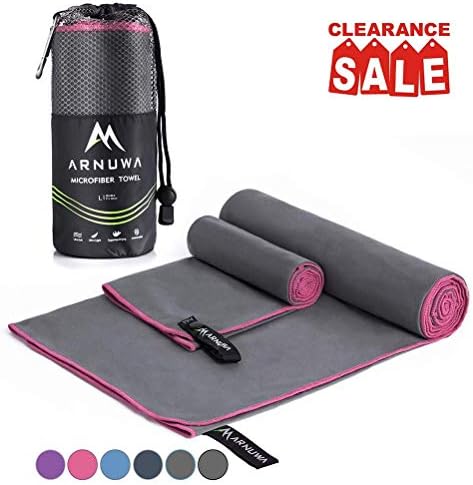 ARNUWA Microfiber Travel Towel Set - Quick Dry Ultra Absorbent Compact - Great for Camping, Hiking, Yoga, Sports, Swimming, Backpacking, Beach, Gym & Bath