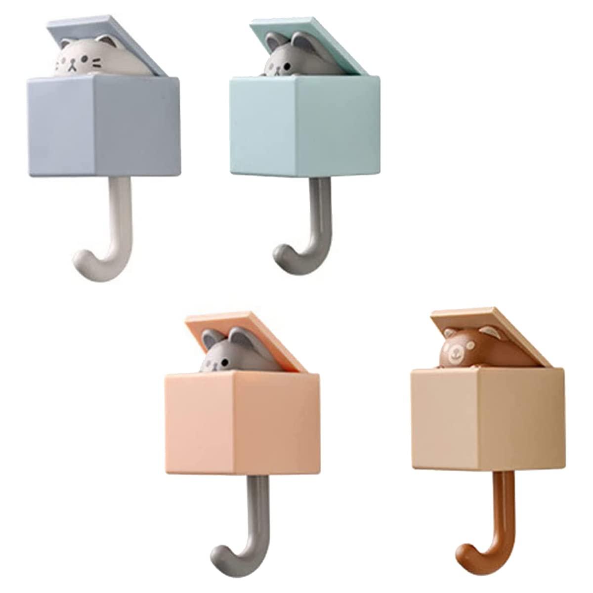 Cucioki 4 PCS Cute Cat Key Holder Hook Cute Pet Hooks for Coat, Scarf, Hat, Towel, Key, Pet Hooks