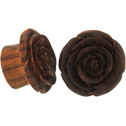 Pair of Dark Chocolate Rosebud Plugs (Sono Wood): 1
