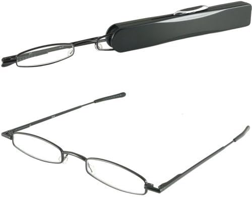 I-Mag Mini Slim Metal Spring Hinge Reading Glasses with Slide Open Hard Case (Black, 2.50) by I-Mag Reading Glasses