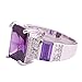Psiroy 925 Sterling Silver Plated Emerald Cut Simulated Amethyst Wide Band Engagement Ring Size 8