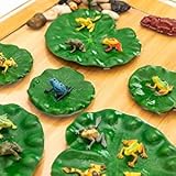 FFWHKON 22Pcs Lily Pad and Plastic Frog Set 12 Frogs 10 Lotus Leaves for Pond view 3