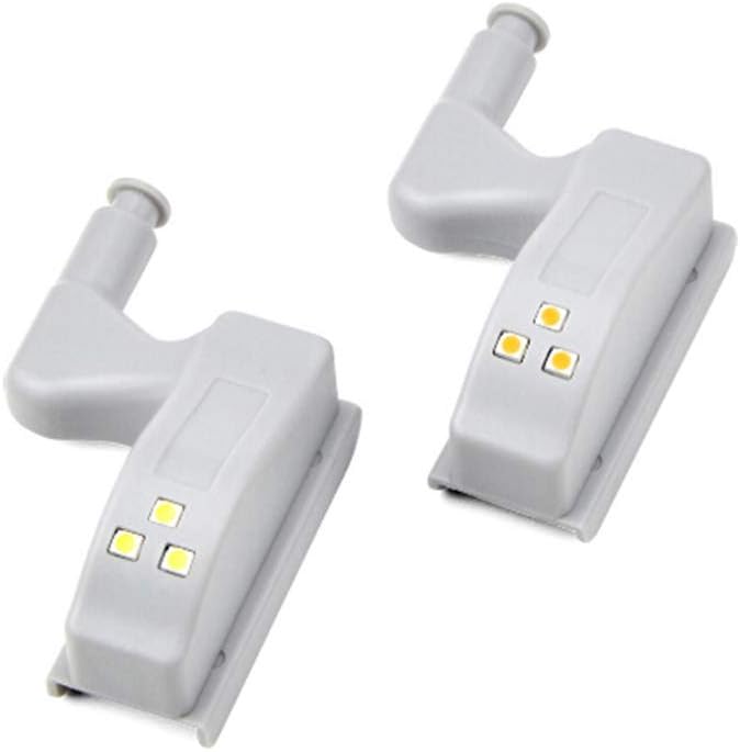 LED Hinge Light Universal Home Kitchen Office Door Light Hotel Wardrobe Cupboard Automatic Switch Cool White Lighting Lamp Cupboard Night Light (Not Included Batteries, 2 PCS)