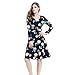 Aamikast Women's Round Neck Long Sleeved Elegant Casual Cocktai Patchwork Print Dress