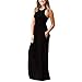 AIKEN Women's Black Maxi Dresses Sleeveless Summer Long Maxi Dresses with Pockets